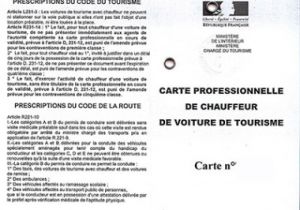 VTC carte professionnelle Examen